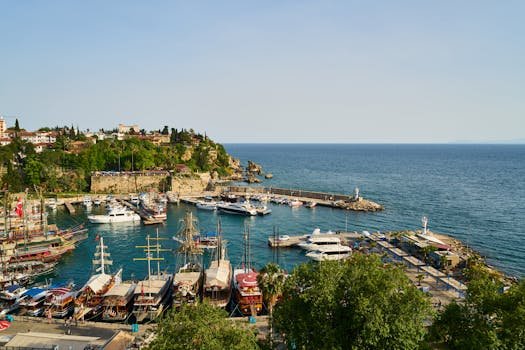 Discover the vibrant marina of Antalya, offering a glimpse of the Turkish coast's beauty and charm.